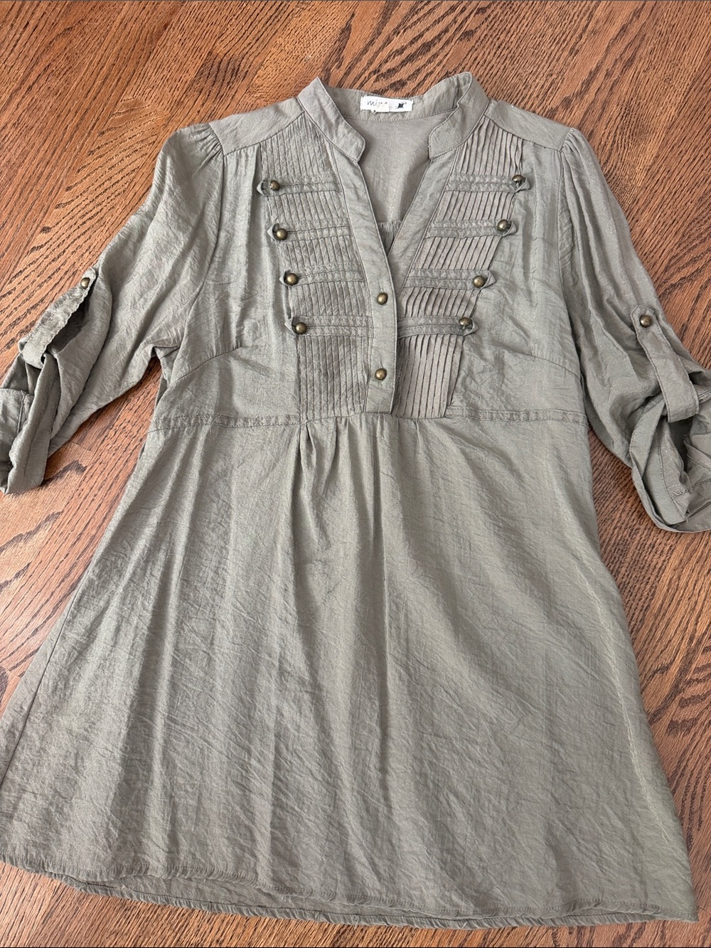 Mine brand olive green military style blue tunic sz large
